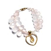 Larmes de Marie - Bracelet Quartz Rose/Coeur Or 03813
