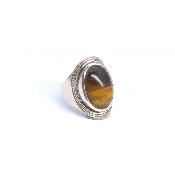 Oeil de Tigre Bague en Argent 19608 / Taille réglable