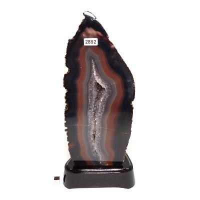 Agate Naturelle Géodes sur socle en bois 2892