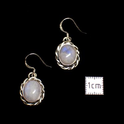Pierre de Lune Boucles d'Oreilles Ovale Pendante Choix n°1 BO3A