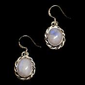 Pierre de Lune Boucles d'Oreilles Ovale Pendante Choix n°1 BO3A