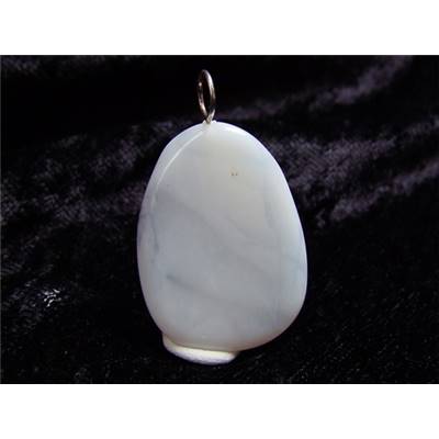Opale Commune Blanche Mini Pendentif Pierre Plate