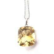 Citrine Naturelle Pierre Taillée Pendentif Avec Monture en Argent 14465