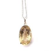 Citrine Naturelle Pierre Taillée Pendentif Avec Monture en Argent 14470