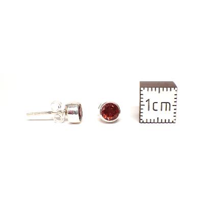 Grenat Rouge Boucles d'Oreilles Ronde facette BO1B