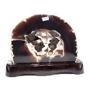 Agate Naturelle Géodes sur socle en bois 2891