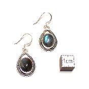 Labradorite Boucles d'Oreilles Ovale Pendante Choix n°4 BO3A