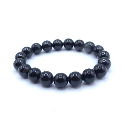 Obsidienne Noire et Tourmaline Noire Bracelet Boule