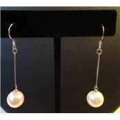 Perle d'Eau Douce Boucles d'Oreilles Pendante Ronde