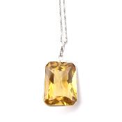 Citrine Naturelle Pierre Taillée Pendentif Avec Monture en Argent 14475