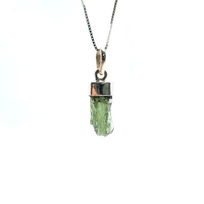 Véritable Moldavite Pendentif Avec Monture en Argent 20247