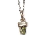 Véritable Moldavite Pendentif Avec Monture en Argent 2214