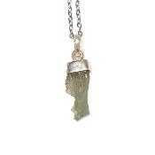 Véritable Moldavite Pendentif Avec Monture en Argent 2216