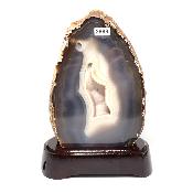 Agate Naturelle Géodes sur socle en bois 2888