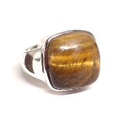 Oeil de Tigre Bague réglable en Argent Carrée BG2