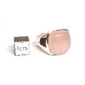 Quartz Rose Bague réglable en Argent Carrée BG2
