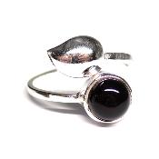 Onyx Bague réglable en Argent Ronde avec Symbole Choix n°1 BG1B