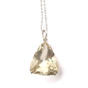 Citrine Naturelle Pierre Taillée Pendentif Avec Monture en Argent 14458