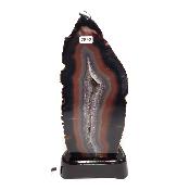 Agate Naturelle Géodes sur socle en bois 2892