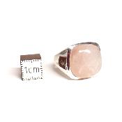 Quartz Rose Bague réglable en Argent Carrée BG2