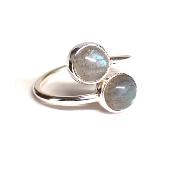 Labradorite Bague réglable en Argent Ronde double BG1B Choix n°3