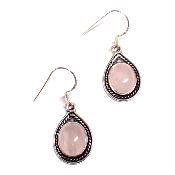 Quartz Rose Boucles d'Oreilles Ovale Pendante Choix n°4 BO3A