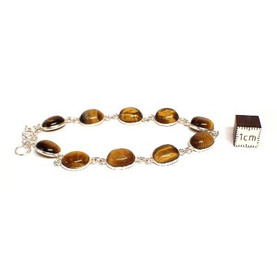 Oeil de Tigre Bracelet Argent 925 ovale