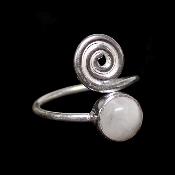 Pierre de Lune Bleutée Bague réglable en Argent Ronde avec Symbole Choix n°2 BG1B
