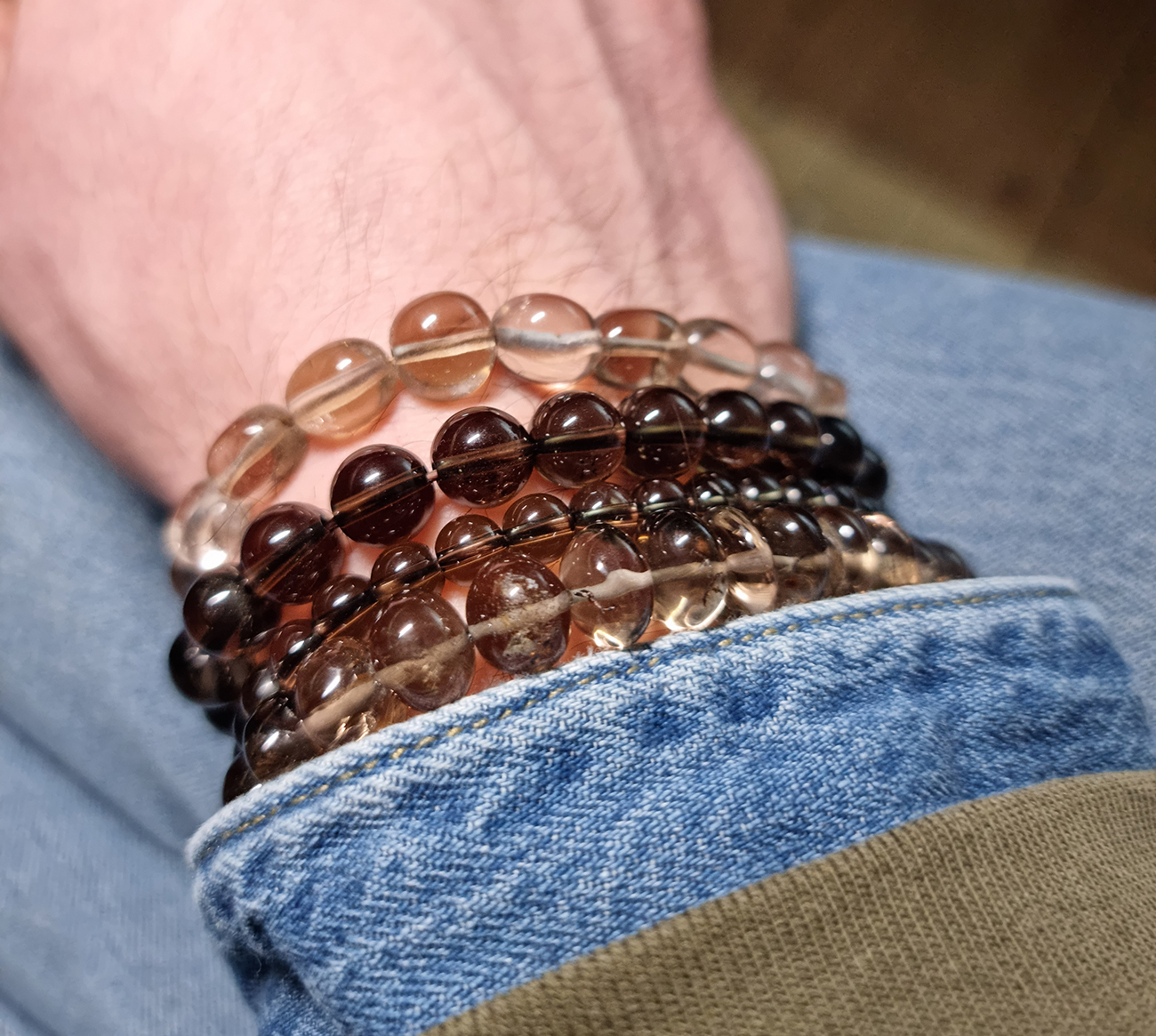 Photo de cristal/quartz fum en bracelet boule et roul